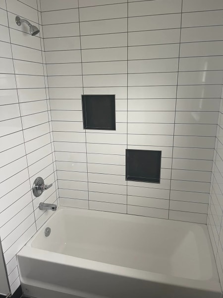 Photo of a new bathtub and shower